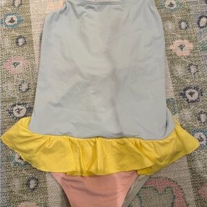 The Beaufort Bonnet Company Kids Swim One Piece - color block with ric rac